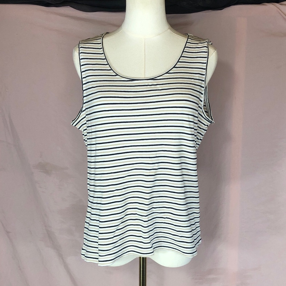 Women’s Sleeveless Stripe Tank Top - Size Large